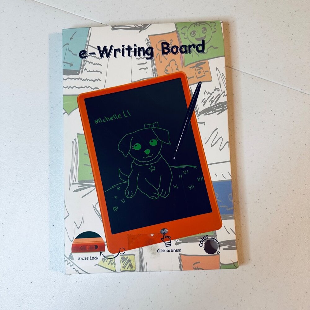 Writing Tablet E-Writing Board With Stylus and Erase Lock Kids Adults Orange